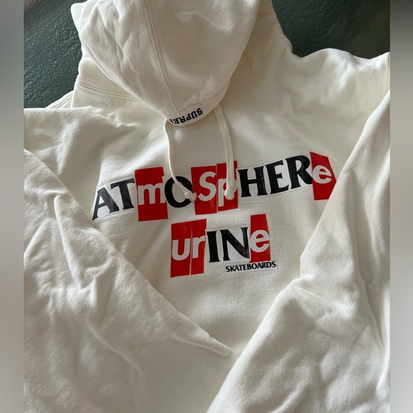 Supreme x Antihero Hoodie size medium - atmosphere urine WHITE color hoodie - Picture 6 of 8